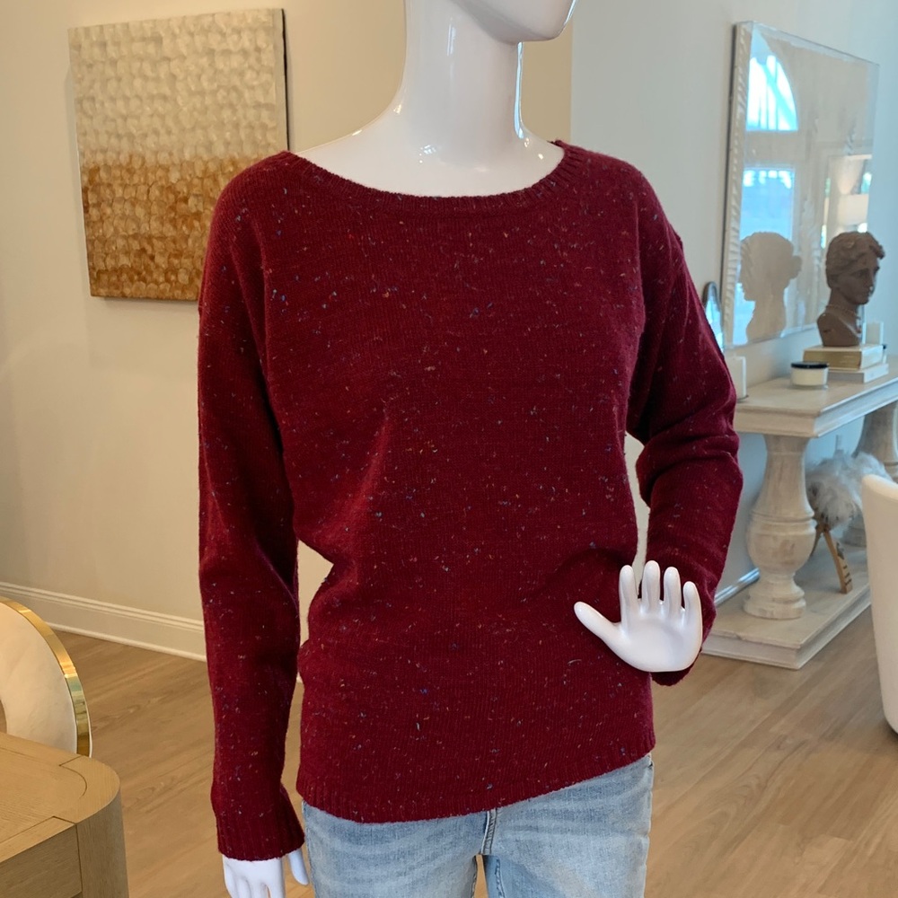 Garnet Hill Burgundy Crew Neck Sweater